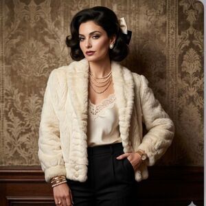 Wilson’s Leather Rabbit fur Luxurious vintage mob wife coquette old money luxe w